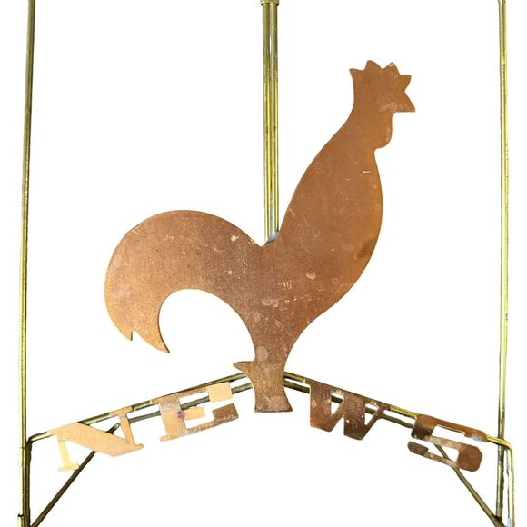 Newpaper Stand Holder Wire Rooster Chicken News Vintage MCM Brass Color - Picture 2 of 4